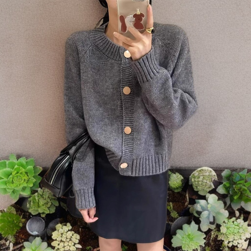  Chaqueta de punto suelta, color sólido, cómoda para el día a día