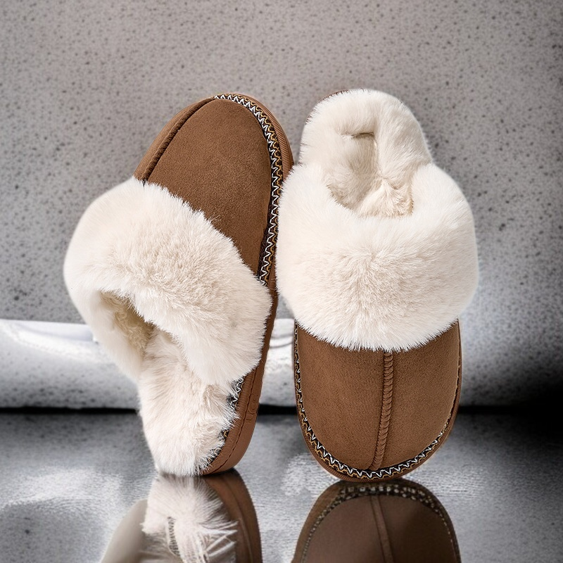 レディース秋冬滑り止めプラススエード保温スリッパ