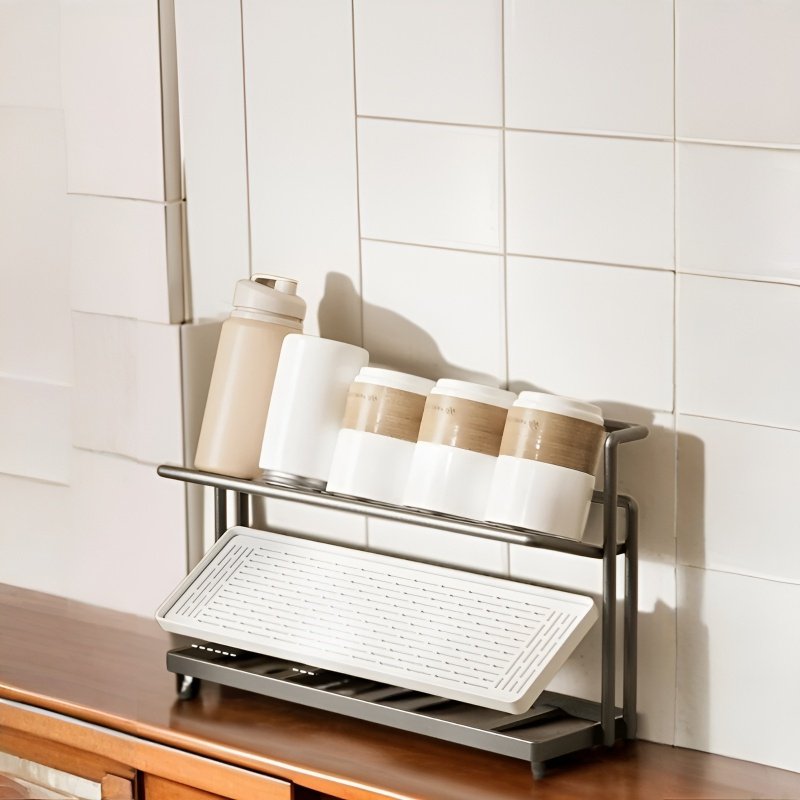 비주얼 열 방지 대나무 커버 이중 수납 컵 홀더 세라믹 세라믹 컵 두꺼운 수납 홀더 물빠짐 컵 홀더