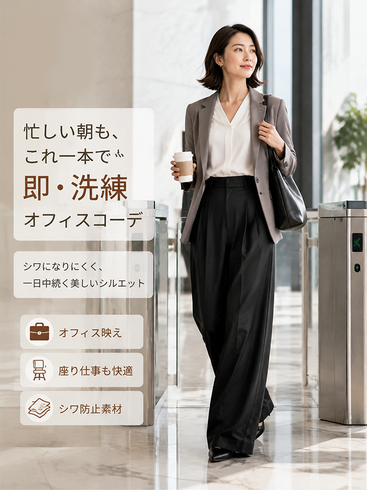 【2026秋新作】Monolly 美脚タックワイドパンツ | 3:7黄金比・高見え・ストレスフリー