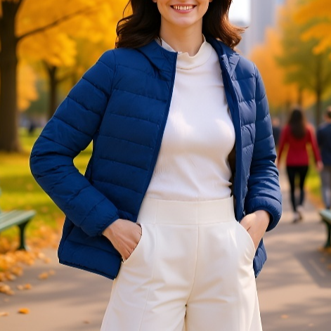 가을 겨울 여자 아우터 박시 후드 쇼트 화이트 오리털 경량 패딩