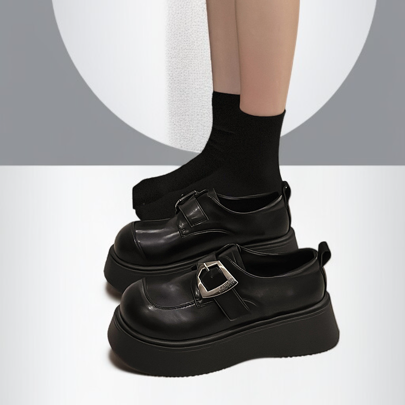 플랫폼 청키 가죽 슈즈, 여성용 레트로 영국 스타일 JK 로퍼, 트렌디