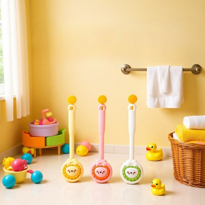 Kinder-Badebürste, Rückenwisch-Artefakt, Baby-Badetuch-Bürste, Rücken-Badebürste, langer Griff, Bade