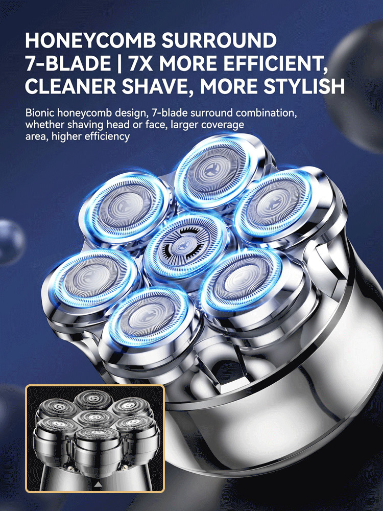 Seven-blade magnetic water-washable shaver