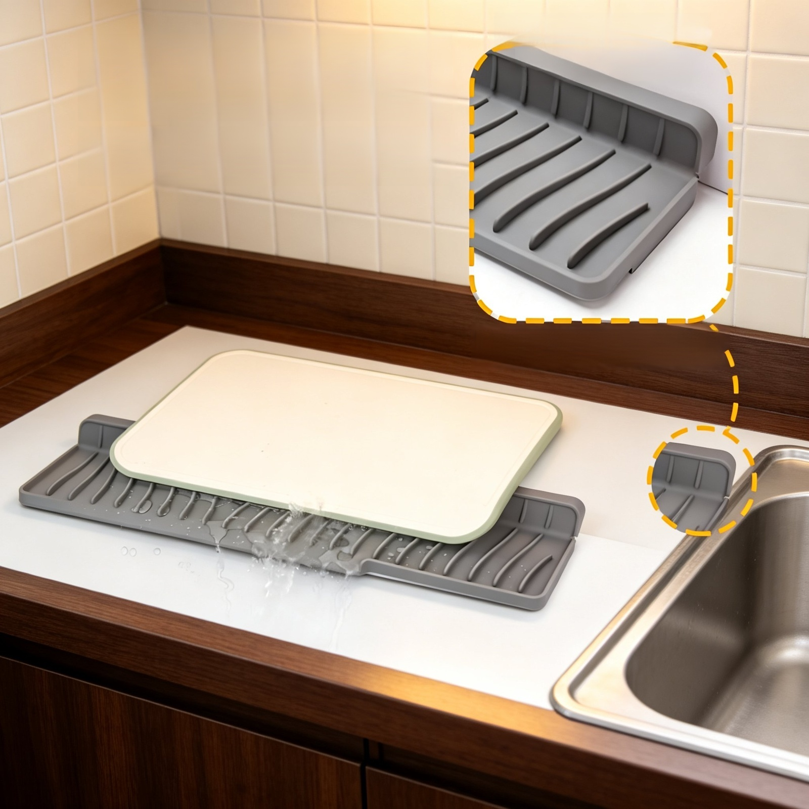 Schmalseitige, quadratische Silikon-Ablaufmatte für Poolplattform