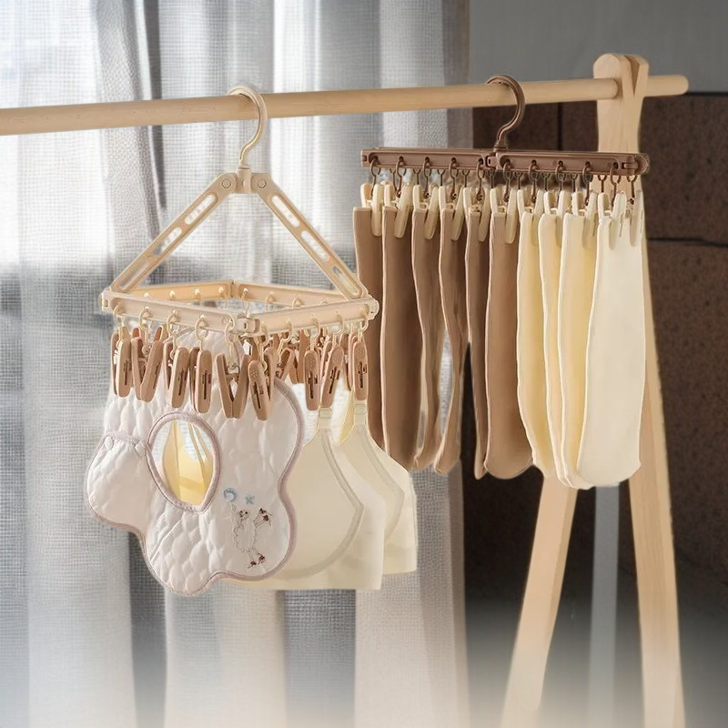 기숙사 아기 다용도 빨래건조대 다용도 바람막이 접이식 빨래건조대 가정용 집게 멀티걸이