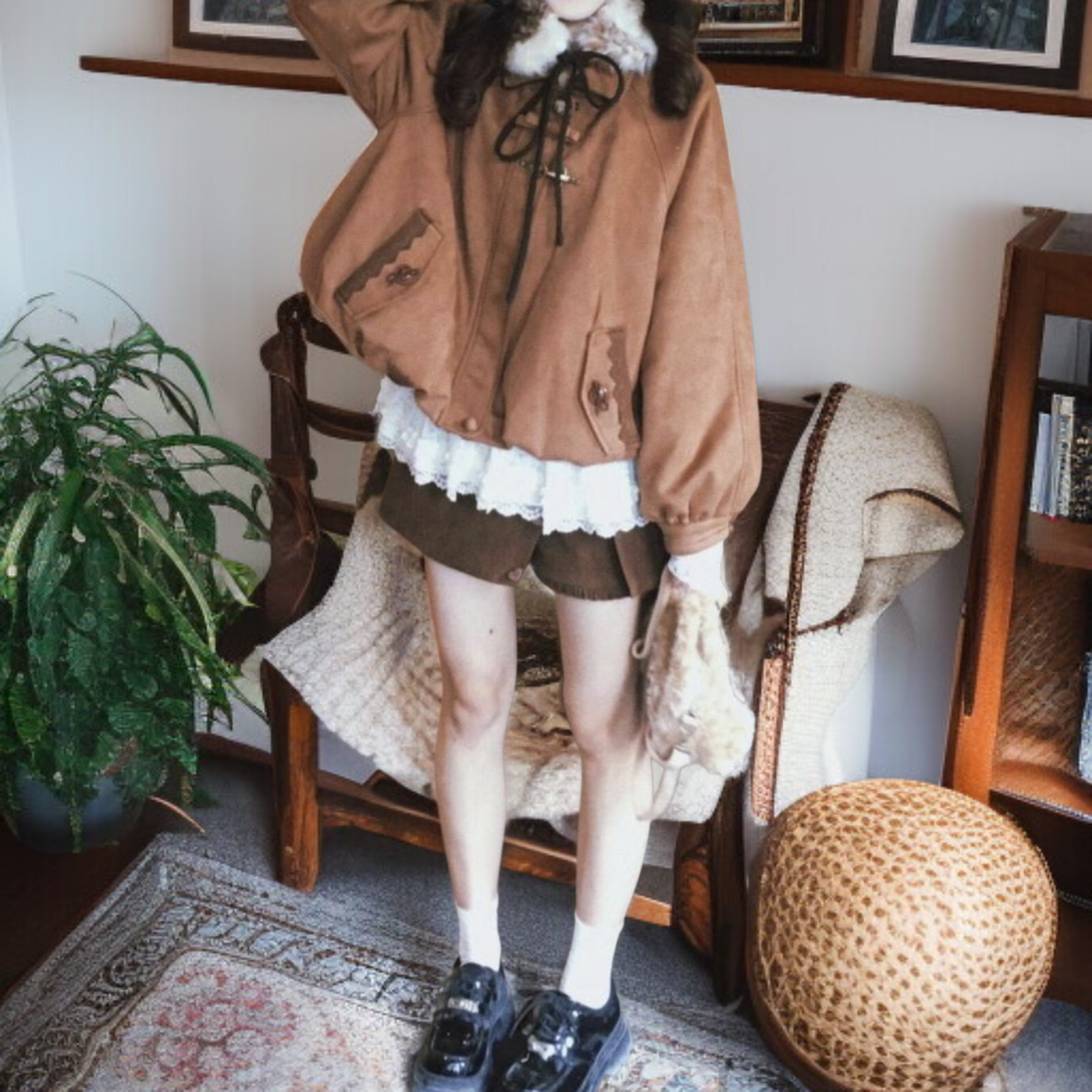 大人可愛い長袖ブラウス 着回しやすいバレエコア