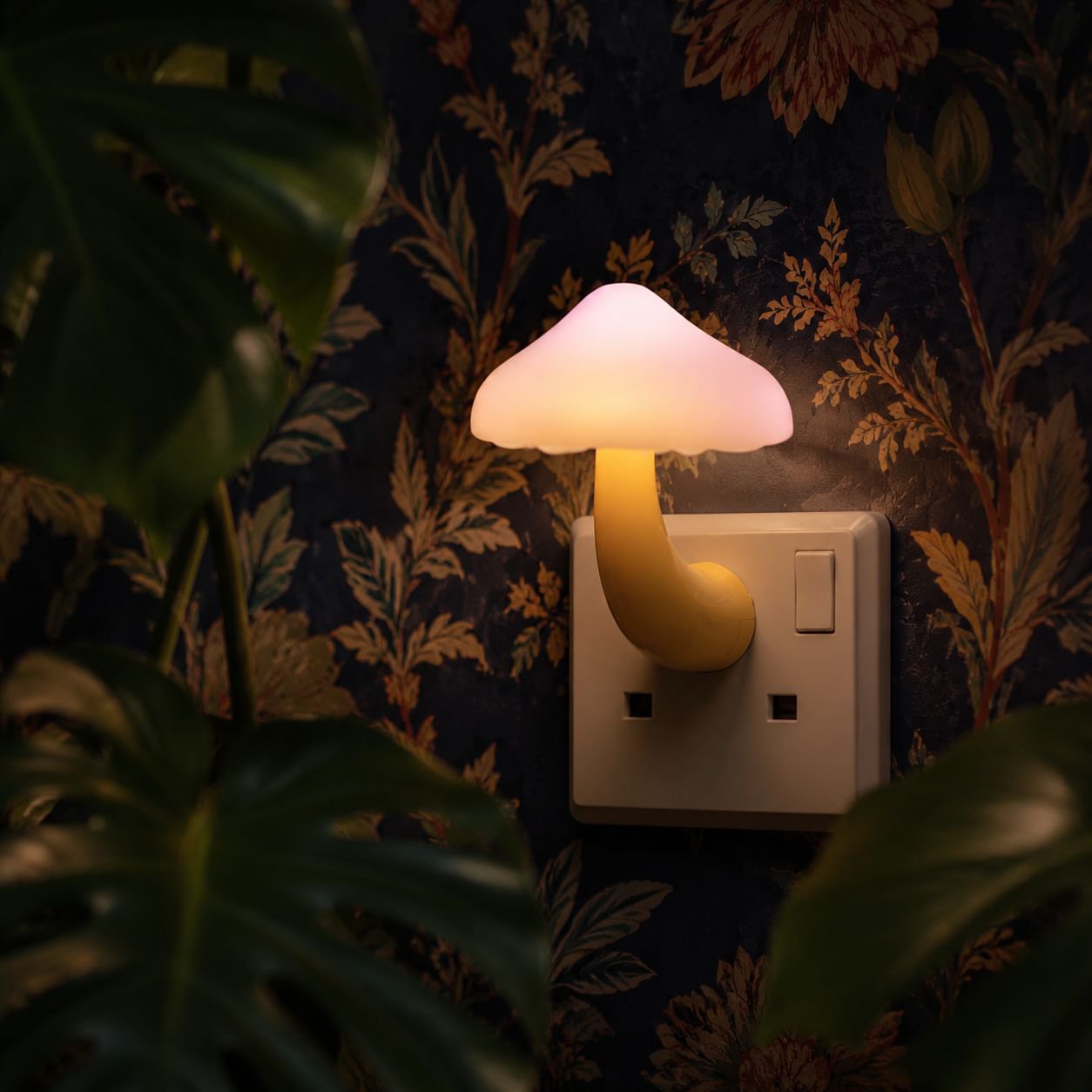 LED Night Lights Mushroom Shape Automatic Sensor Toilet Bedroom Decor Wall Lamps Light-control Senso