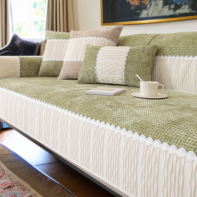 셰니어 소파 패드 와플 미끄럼 방지 방석 크림 커버 소프트 소파 커버 커버 소파 패드