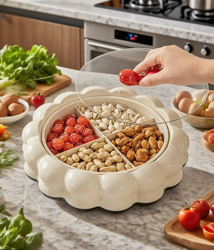 홈카페 분위기의 크림풍 분격대 쟁반