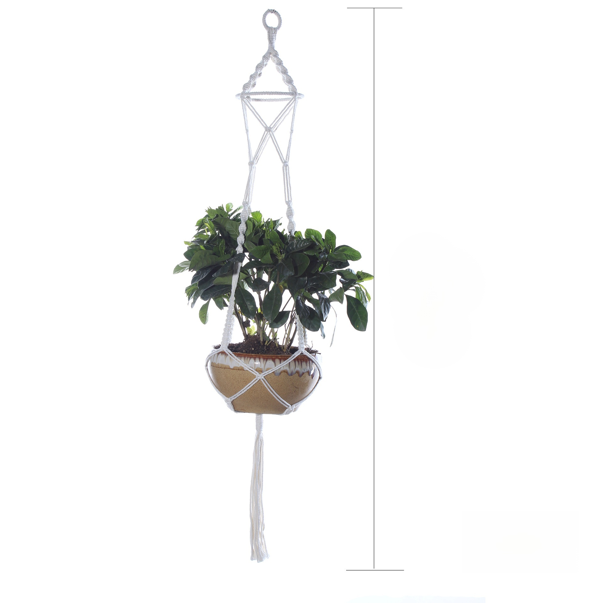 手編みコットンロープ吊り鉢カバー