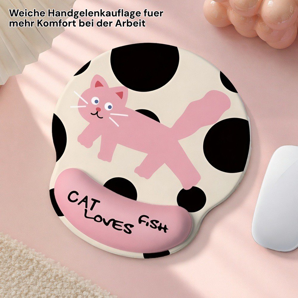Rosa Katzen-Handgelenkauflage Mauspad, Tastatur-Handauflage für den Computer