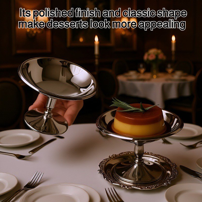 Retro stainless steel dessert cup with stem