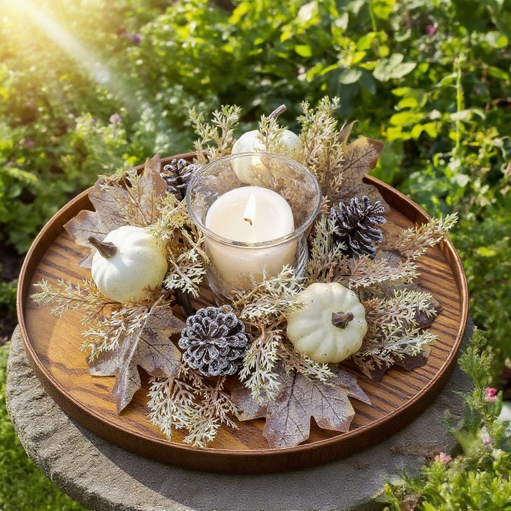 호박과 솔방울이 어우러진 시즌 데코