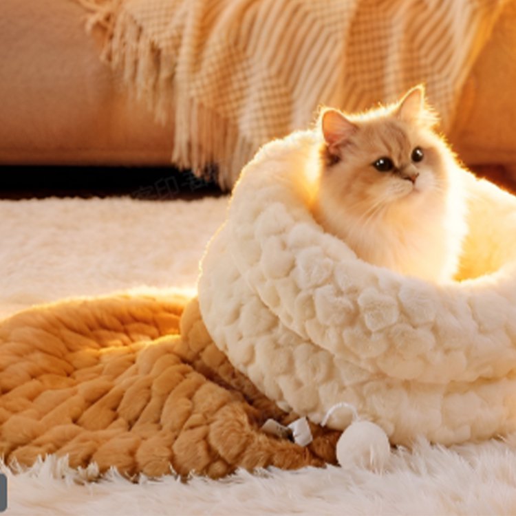 plush cat bed