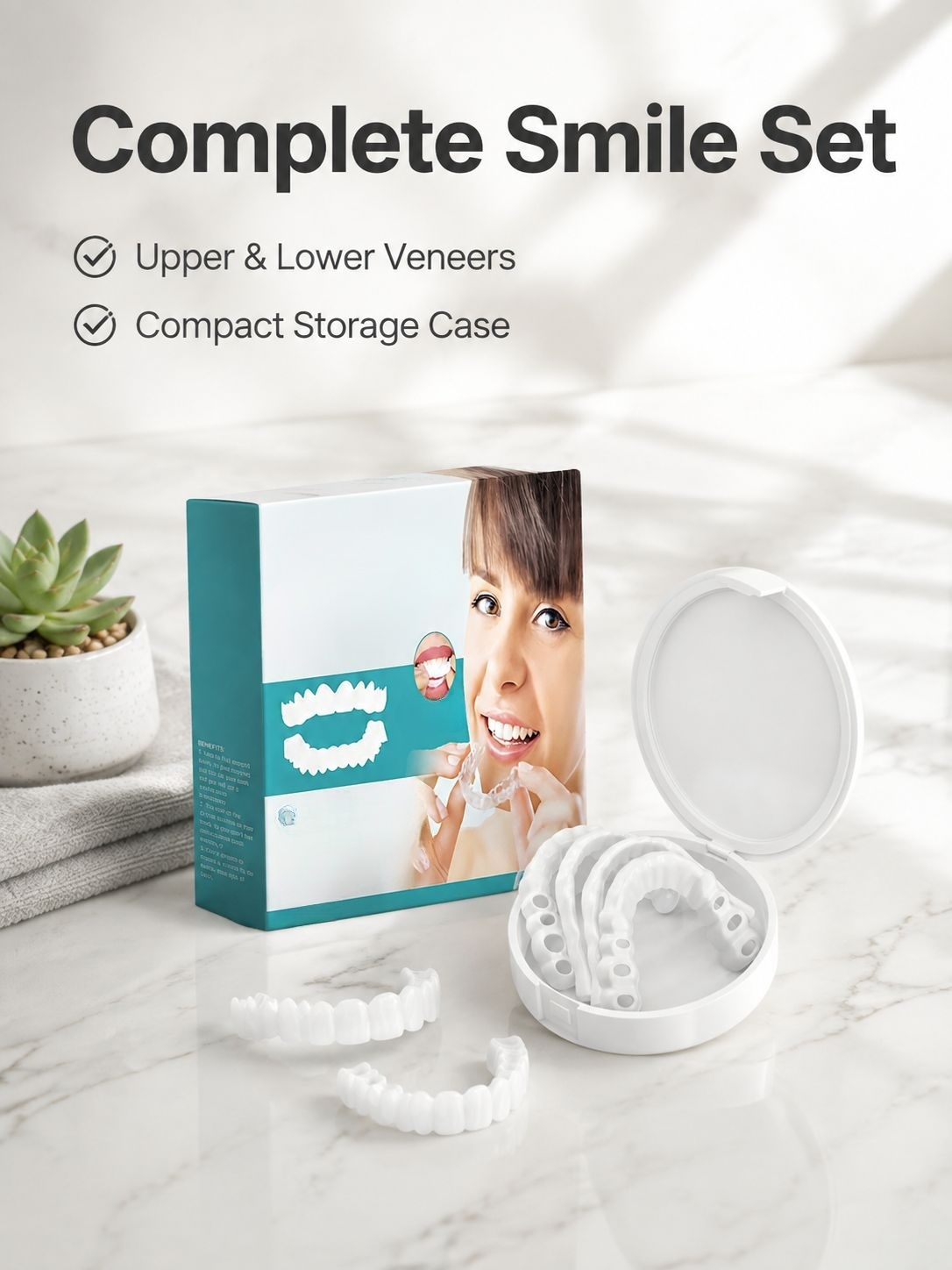 Comfortable Adjustable Clip Dentures, Fits All Mouth Types, Secure Fit