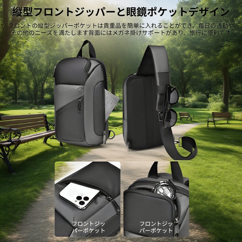 通勤や旅行に便利な防水胸バッグの使用シーン