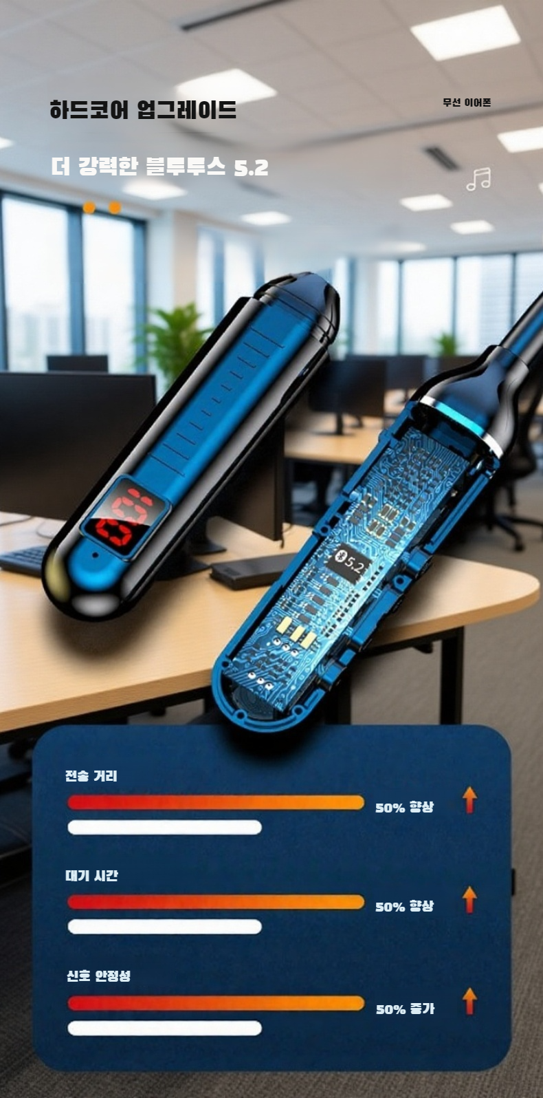 무선 연결이 뛰어난 스포츠 이어폰