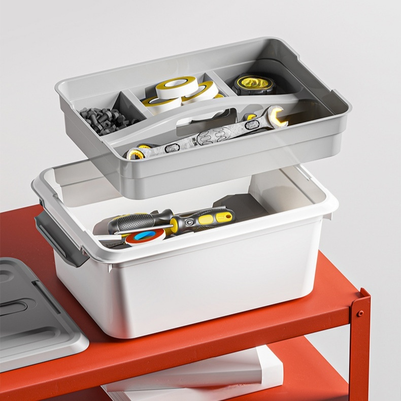 家用工具箱 双层家用收纳箱子 多功能五金分类收纳工具箱 车载防静电工具箱