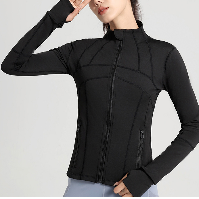 跑步修身顯瘦外套女上衣 秋冬連帽上衣運動夾克瑜伽服上衣