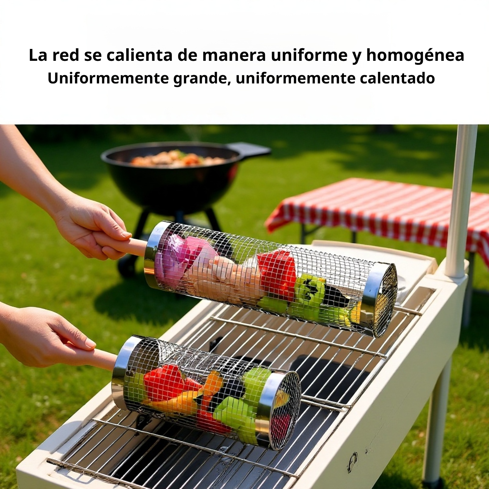 Barbacoa portátil cilíndrica giratoria para exteriores