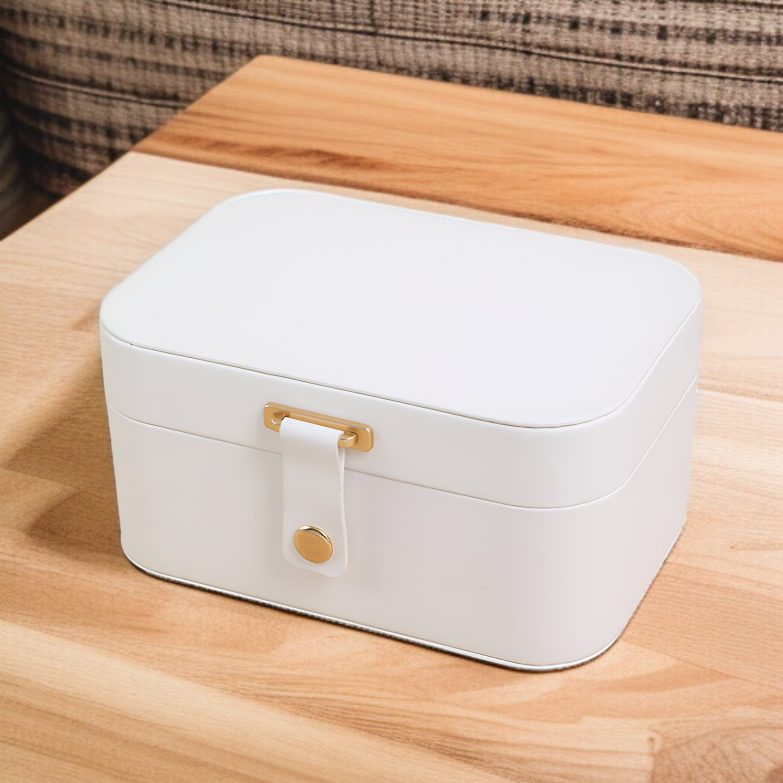 Caja de almacenamiento de joyas de viaje portátil de dos capas para collares, aretes y anillos