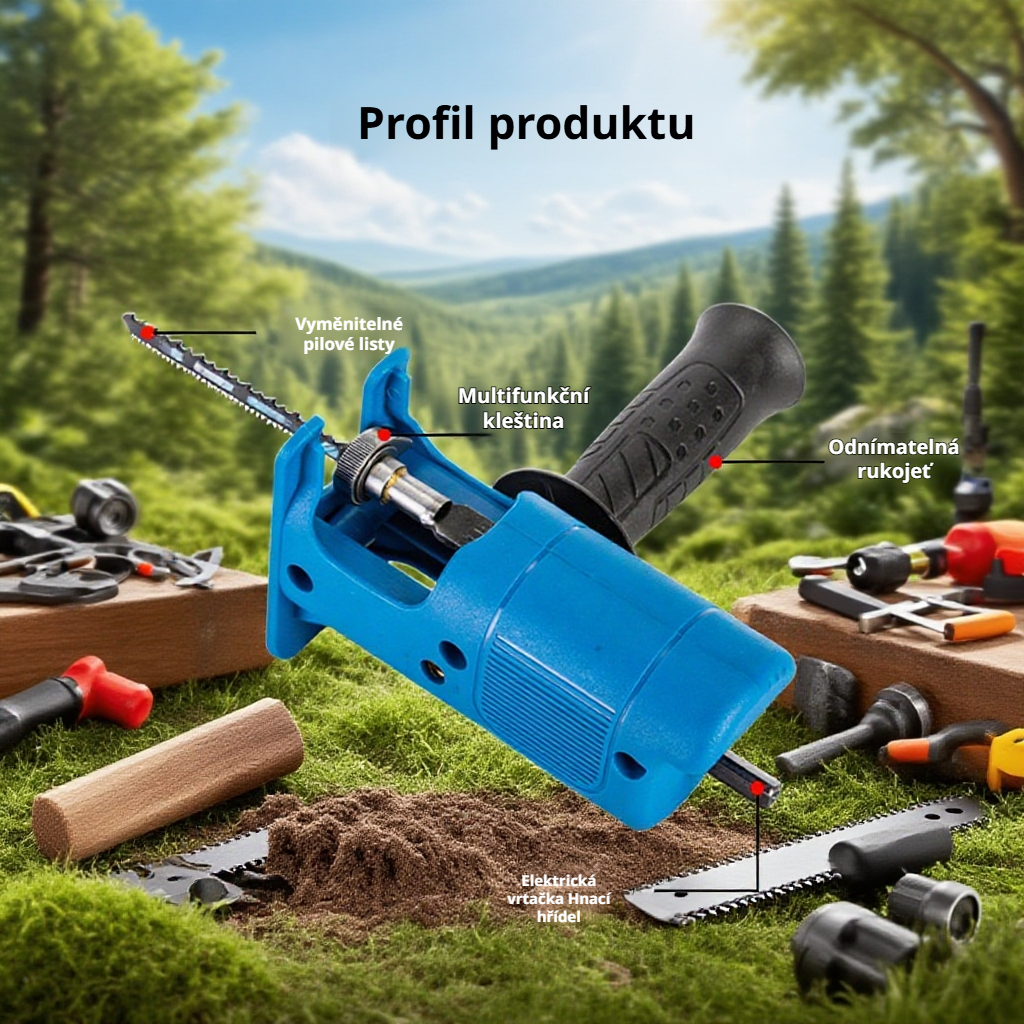 Multifunkční elektrická pila na dřevo, pomocná šavlová pila pro vrtačku