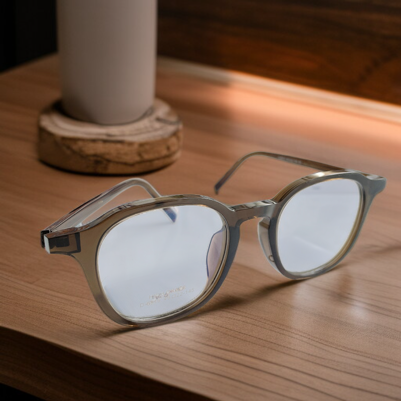 Montura de gafas metálica vintage poligonal con lentes planas