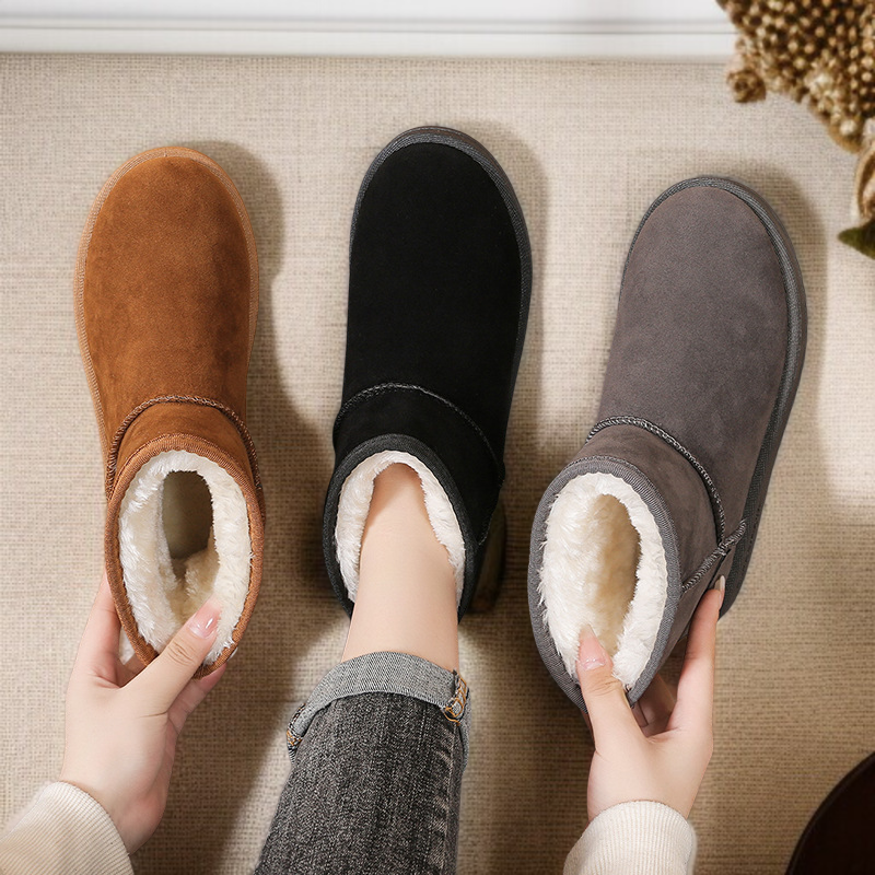 통굽 보온 부츠녀 플랫 소프트 학생 빅사이즈 앵클 부츠