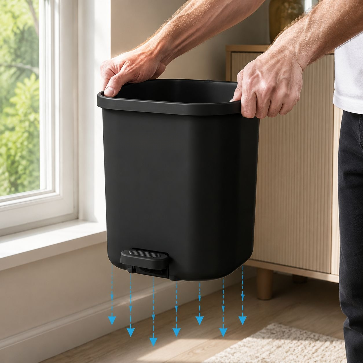キッチンに設置された大容量ゴミ箱