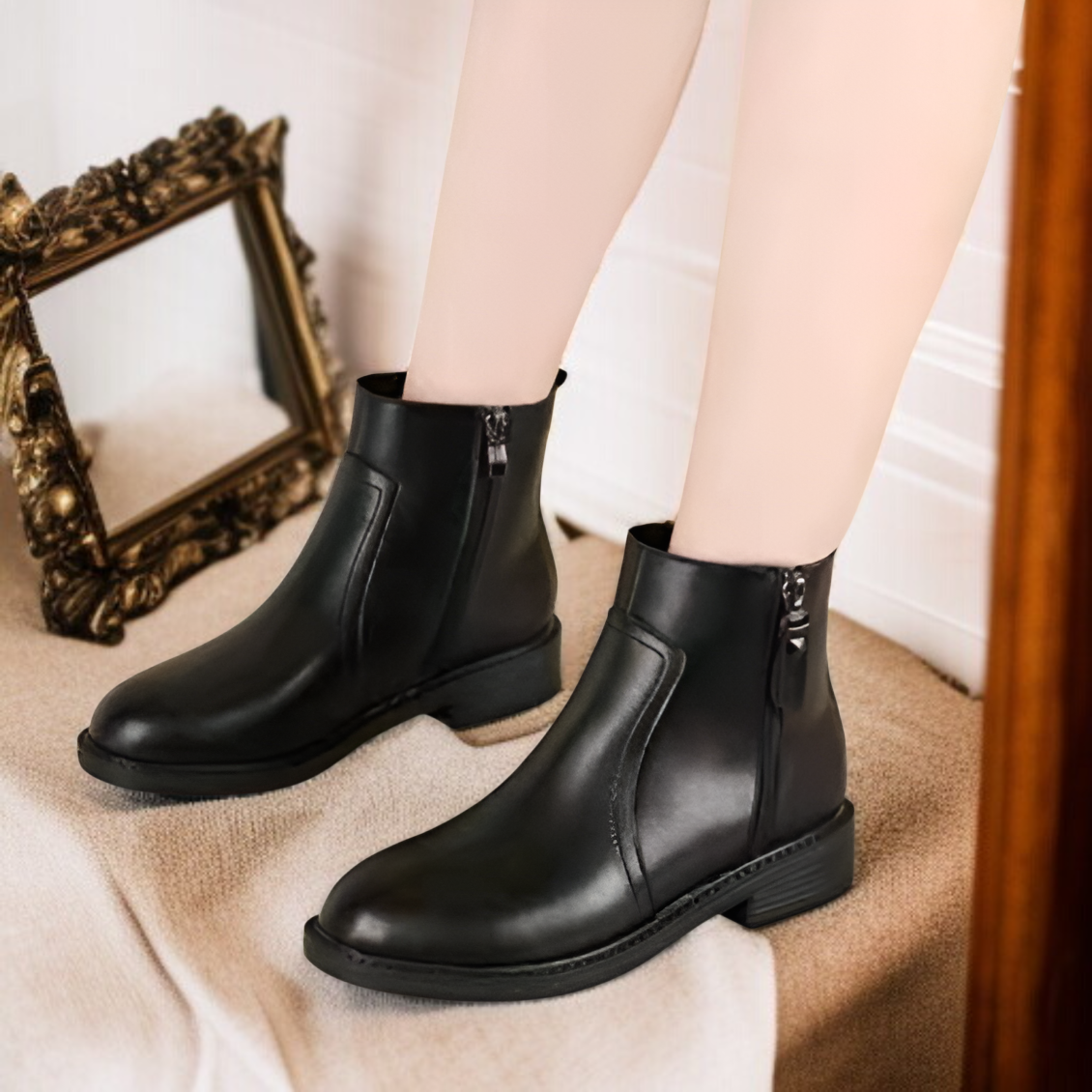 ブーツ レディース ショートブーツ 2024年秋冬新作 チェルシー スノーブーツ フラット