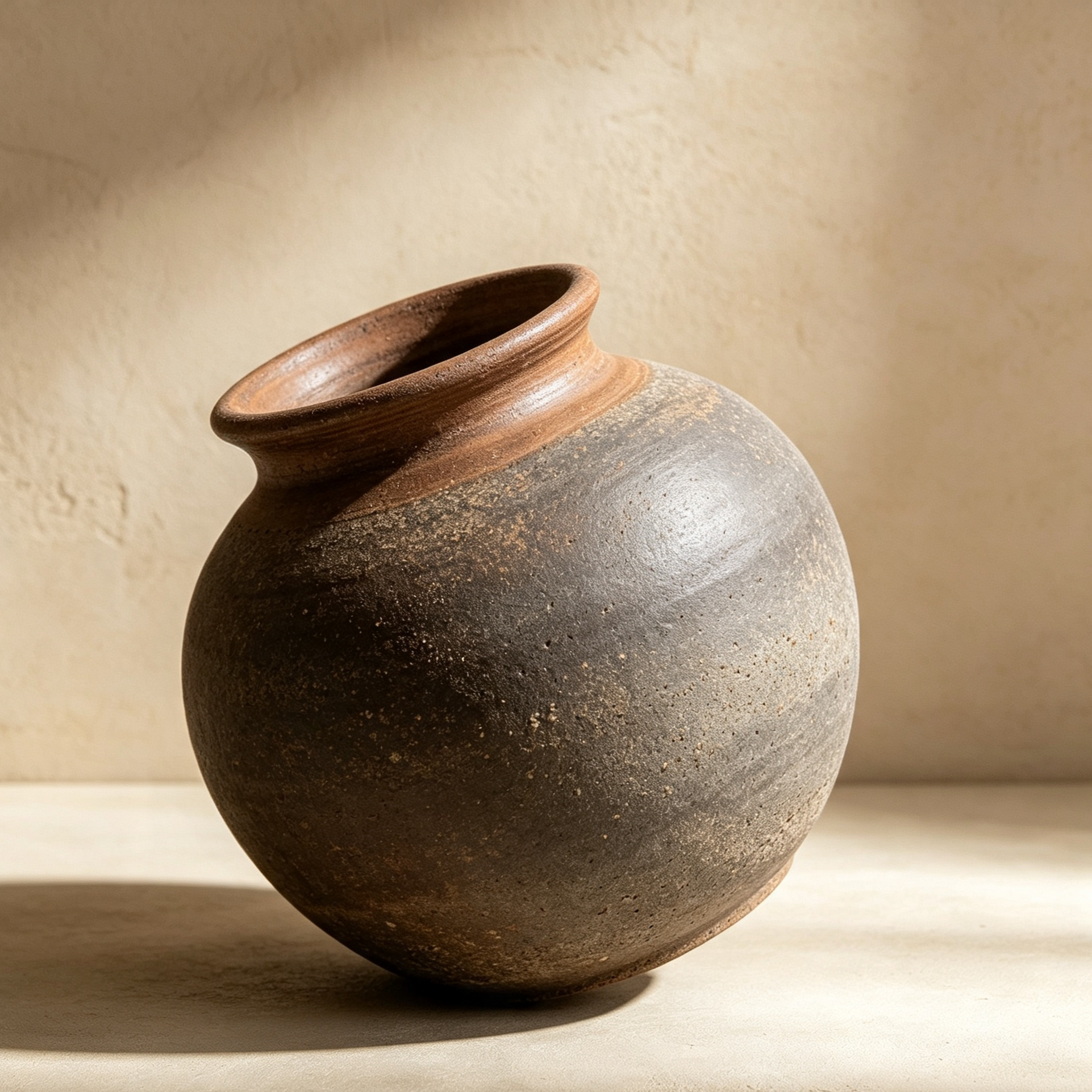 Vintage-style rough pottery jars (2 pieces)