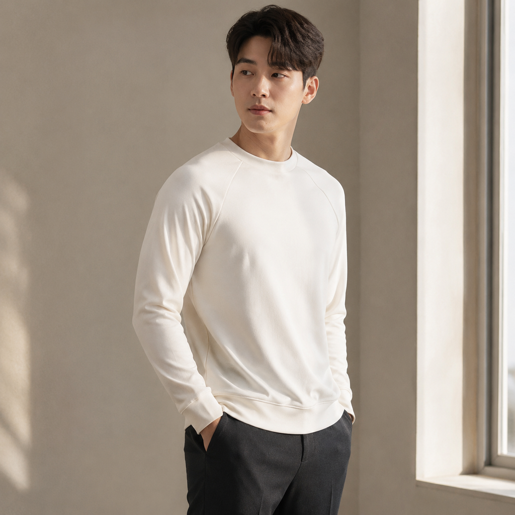 심플 캐주얼 모달 면 긴팔 티셔츠 남성 이너웨어