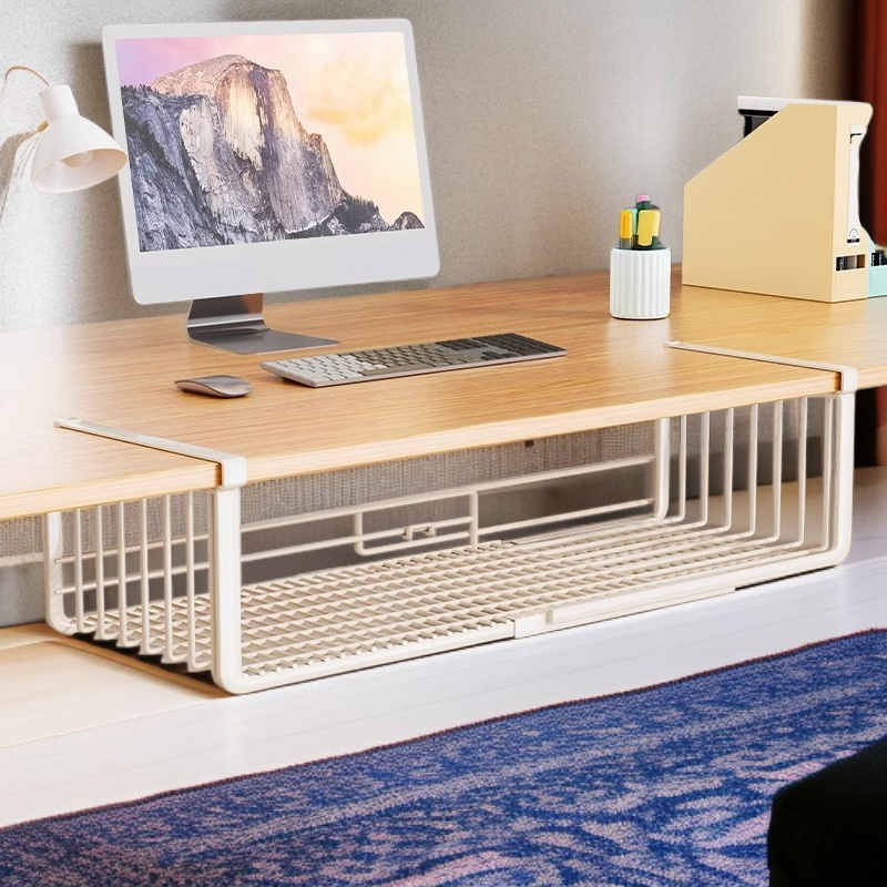 책상 밑 걸이 바구니 책상 옆 행잉 수납선반 슬라이드 수납박스 책상 옆 정리 아티팩트