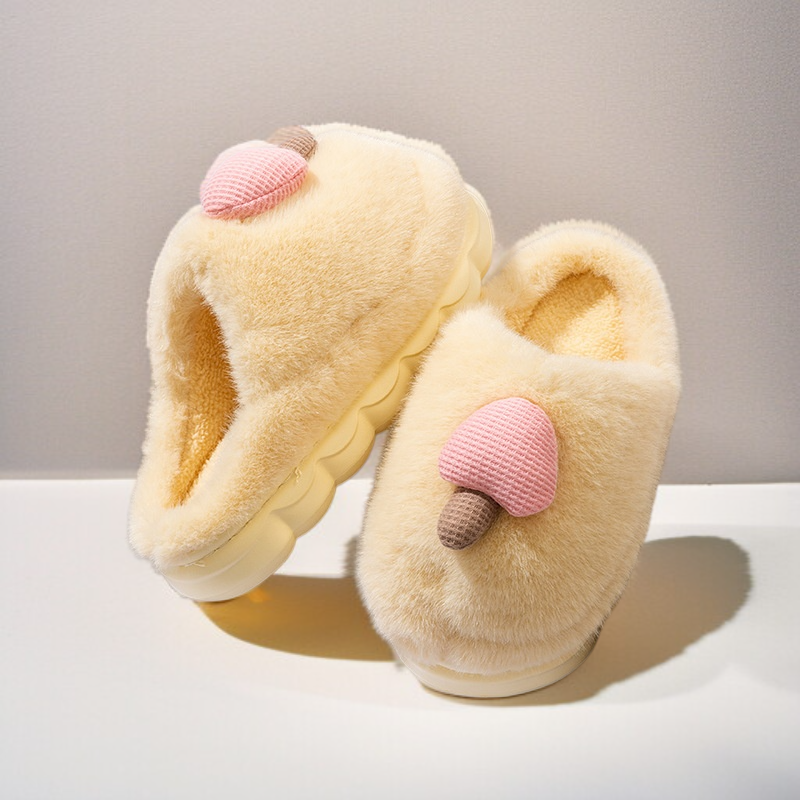 두꺼운 가방과 면 슬리퍼