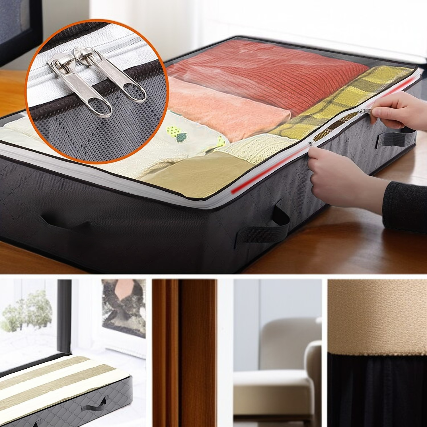 의류 정리 후 퀼트 가방 사용 예시