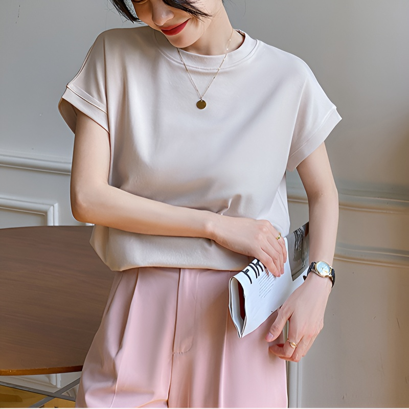 여름 루즈핏 가오리핏 섹시 티셔츠 여상의 어깨 소매 가오리핏 여 루즈핏 상의