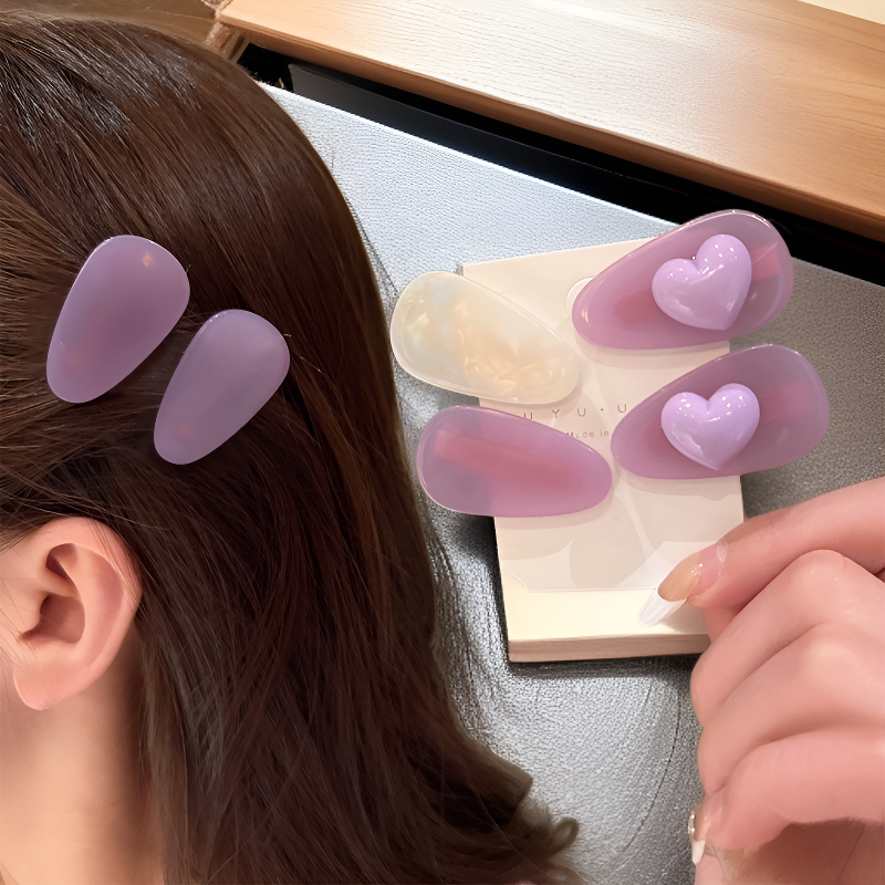 Girls' Heart Letter Side Bangs Clip Acetate Hair Clip