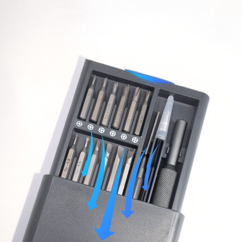 Kompaktes Multifunktions-Schraubendreher-Set mit magnetischem Edelstahl-Organizer