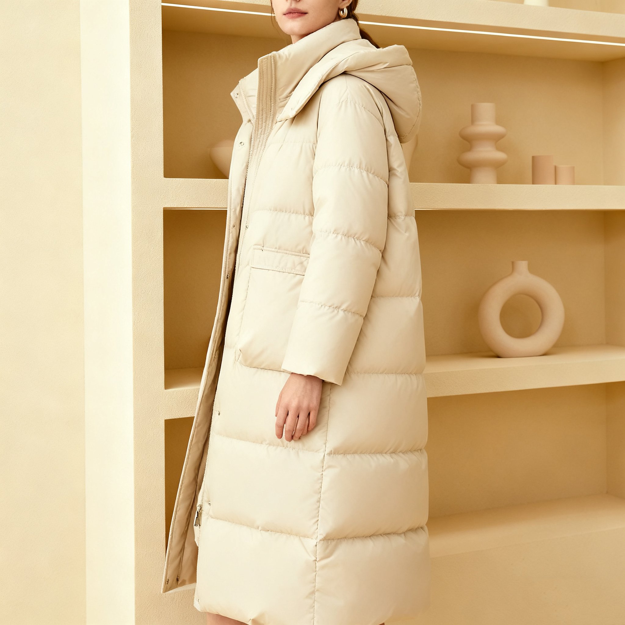 아이보리 롱 패딩 점퍼