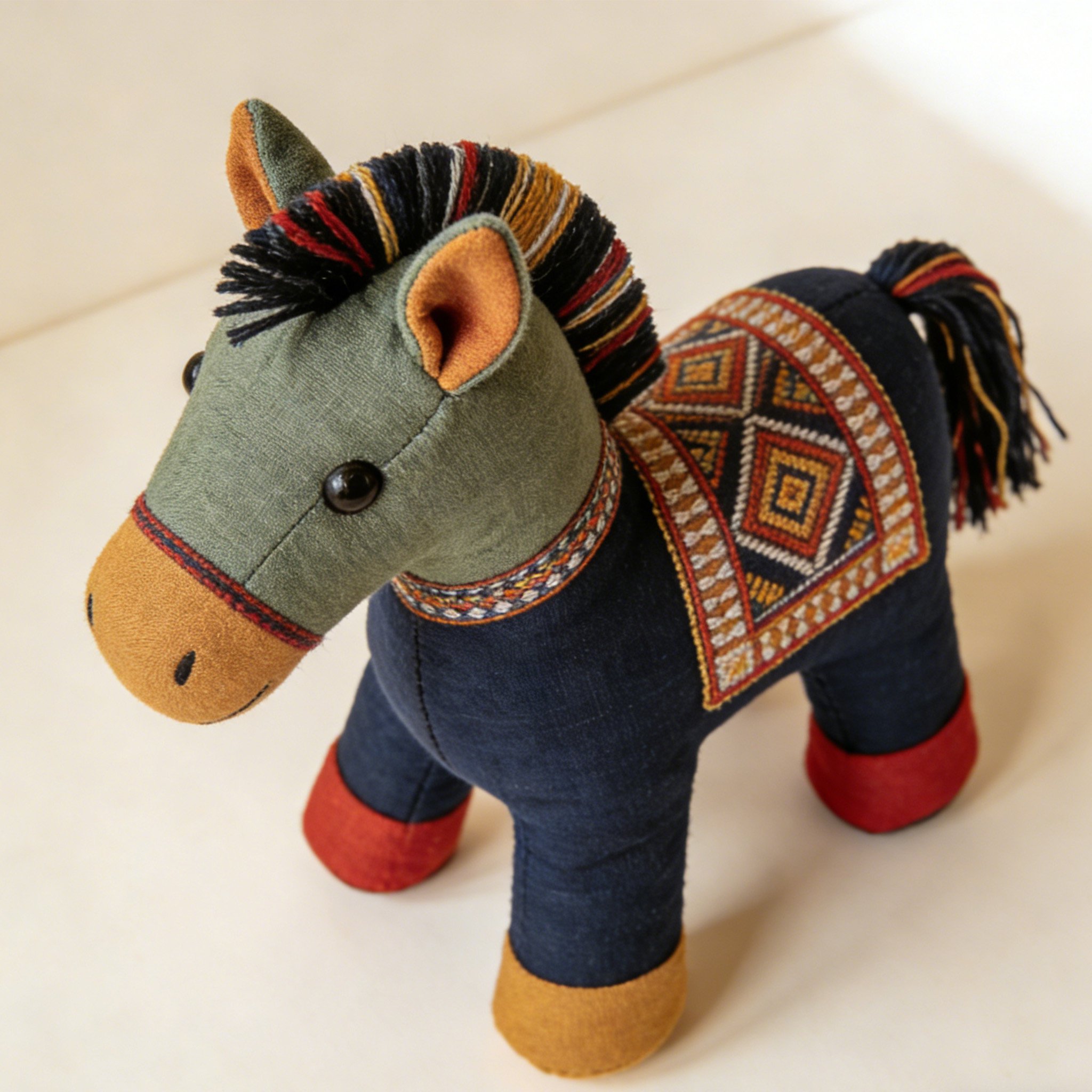 Figura decorativa de caballo de madera artesanal