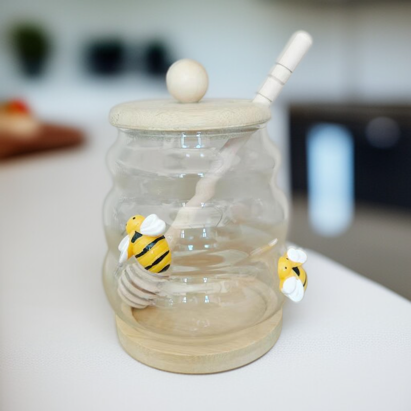 Honigglas mit Rührstab