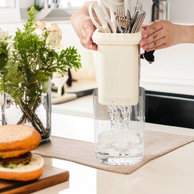 크림 스타일 젓가락 꽂이 주방용 고급 물빠짐 젓가락통