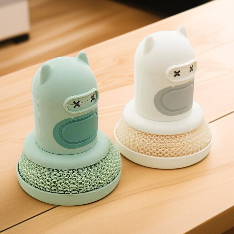 큐티 캐릭터 주방 청소 브러쉬 자동 액체 오염 제거 청소 브러쉬 냄비 브러쉬 펌프식 청소 브러쉬