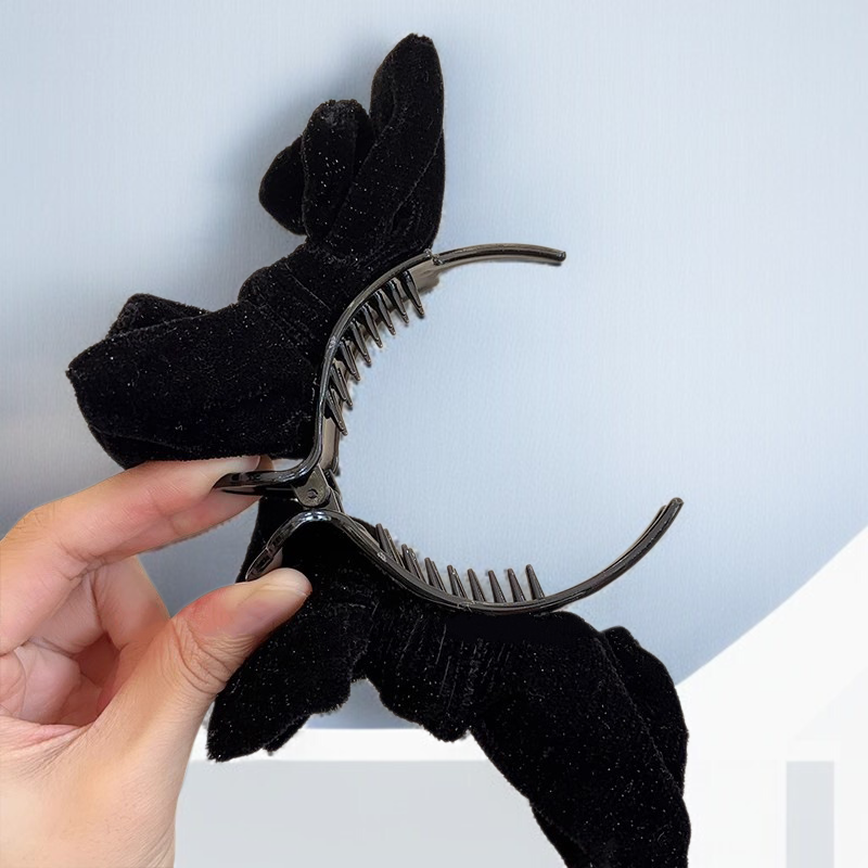 Versatile velvet bow ball head gripper for all hair types