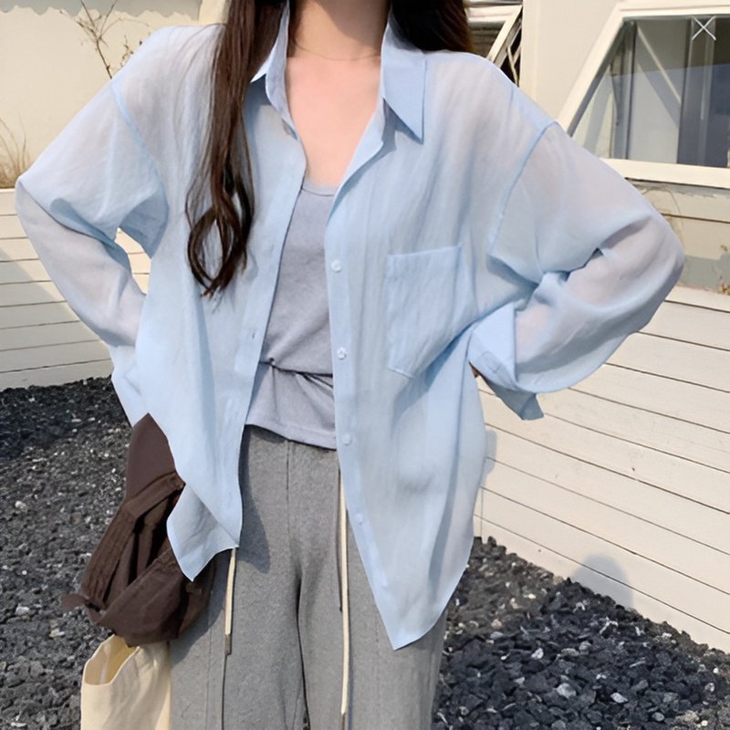 涼しくてシワになりにくい女性用シャツ（日焼け防止）
