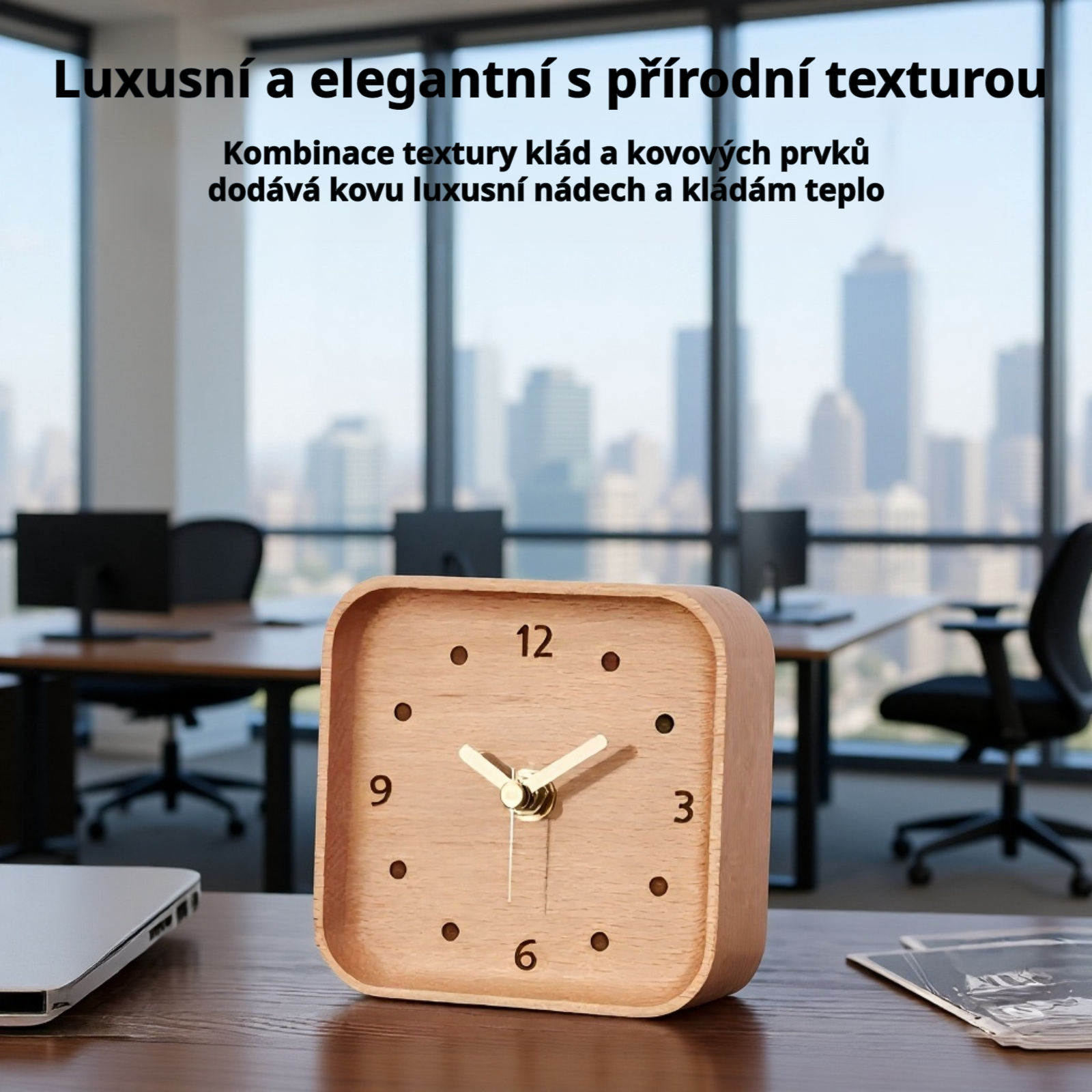 Přírodní dřevěné stolní hodiny – domácí dekorace