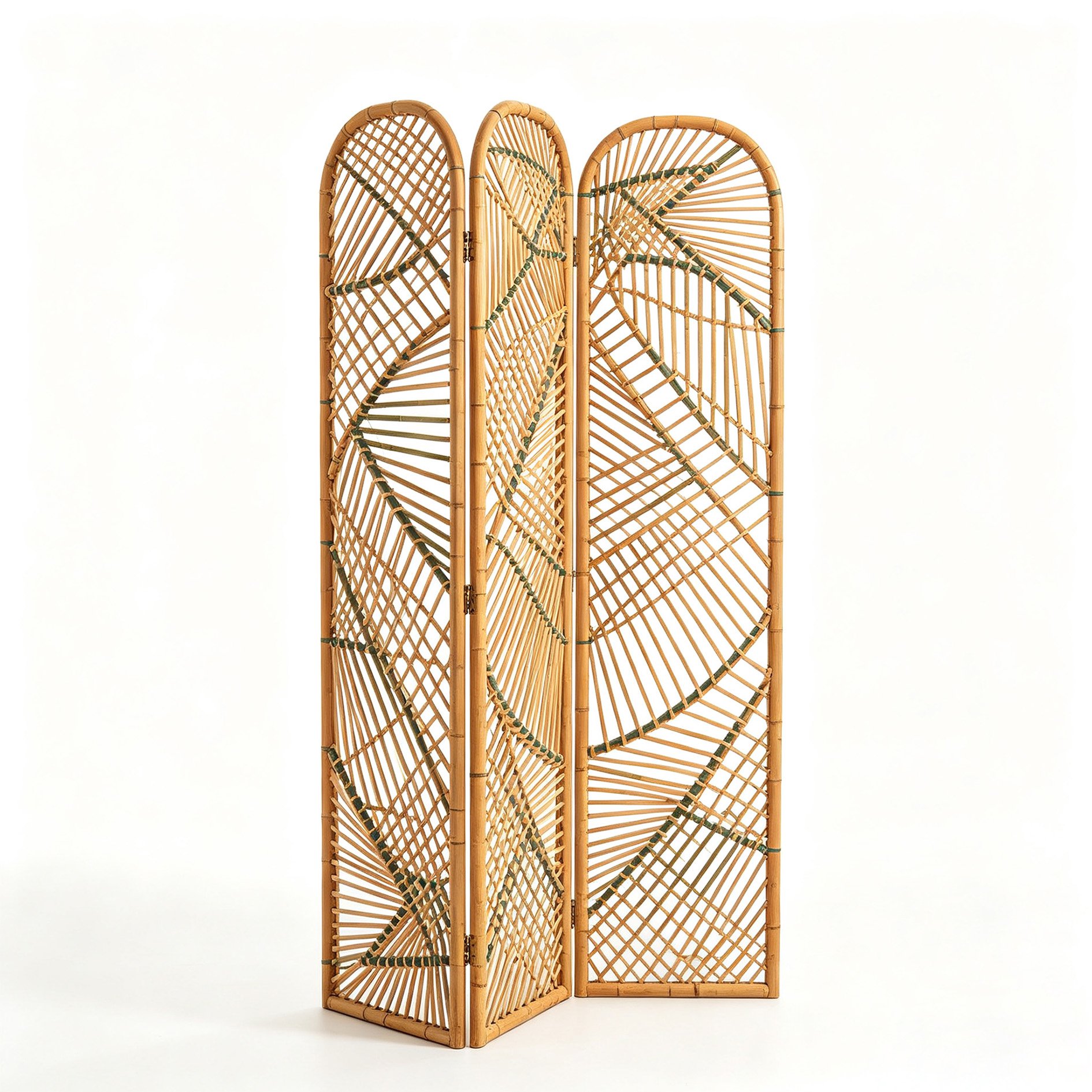 Stylish bamboo rattan room divider in modern decor