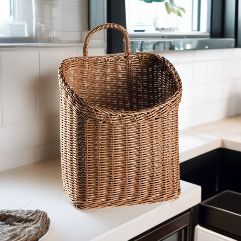  대형 라탄 벽걸이 수납 바구니