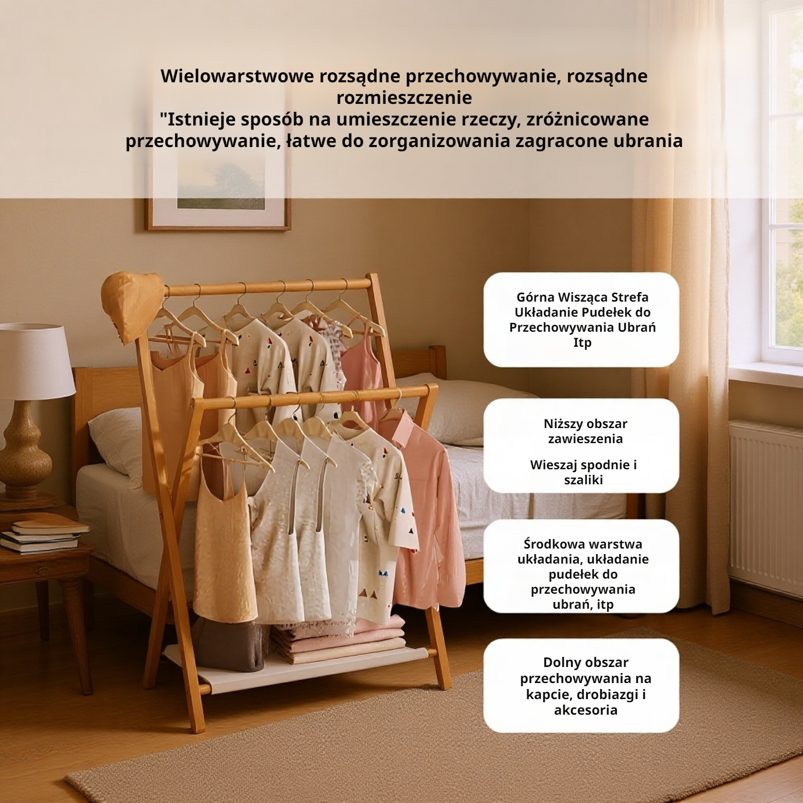 Bezzapachowy wieszak bambusowy – detal konstrukcji